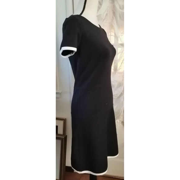 J. Crew Navy A-Line Dress White Trim Short Sleeve SZ 2 Side Zip Work Office - Picture 3 of 3